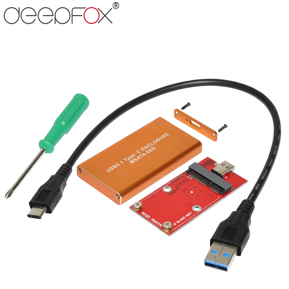 DeepFox алюминиевый сплав SSD Caddy USB3.1 Type C к mSATA корпус Поддержка SATA3 6 Гбит/с Высокая