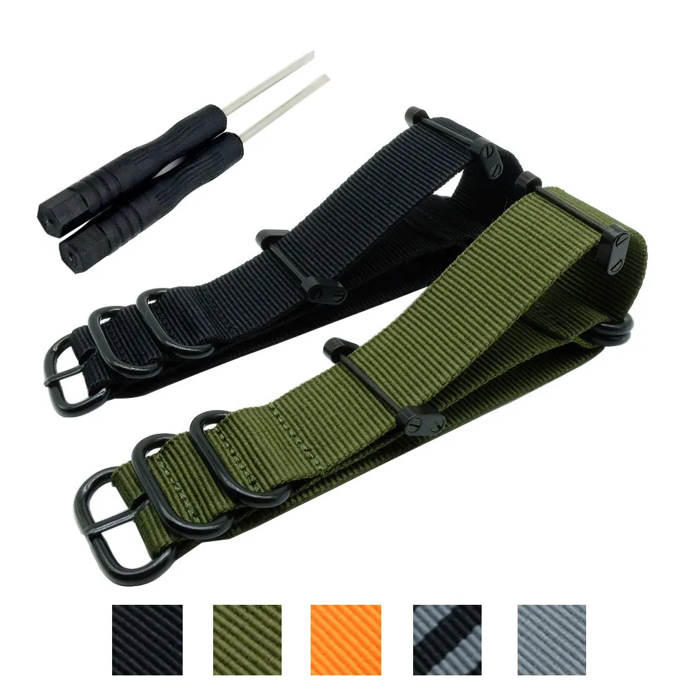 hot sale fashion nato long Suunto Core Nylon Strap Band Kit w Lugs Adapters 24mm Zulu Watchbands nylon smart bracelet for men