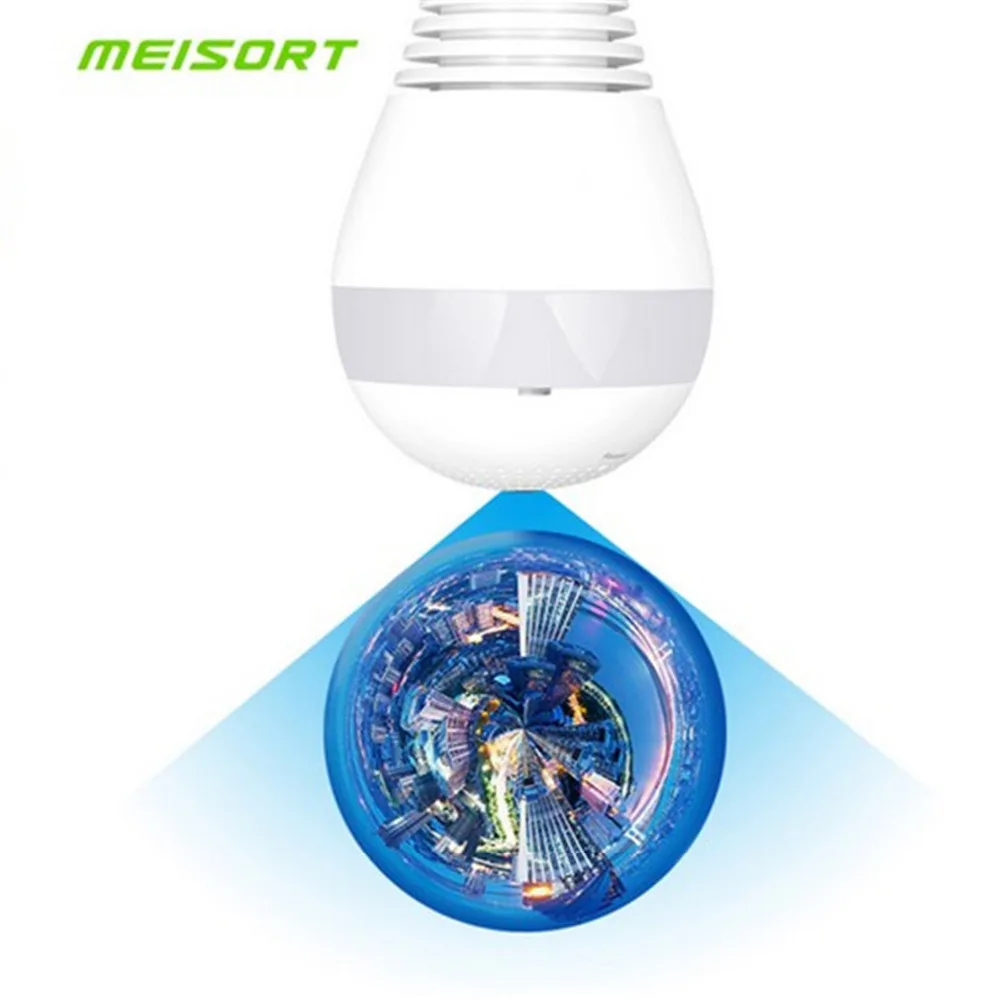 Meisort лампы светодиодный свет Wi Fi IP Камера Fisheye HD 960 P 360 градусов CCTV VR 1.3MP домашней