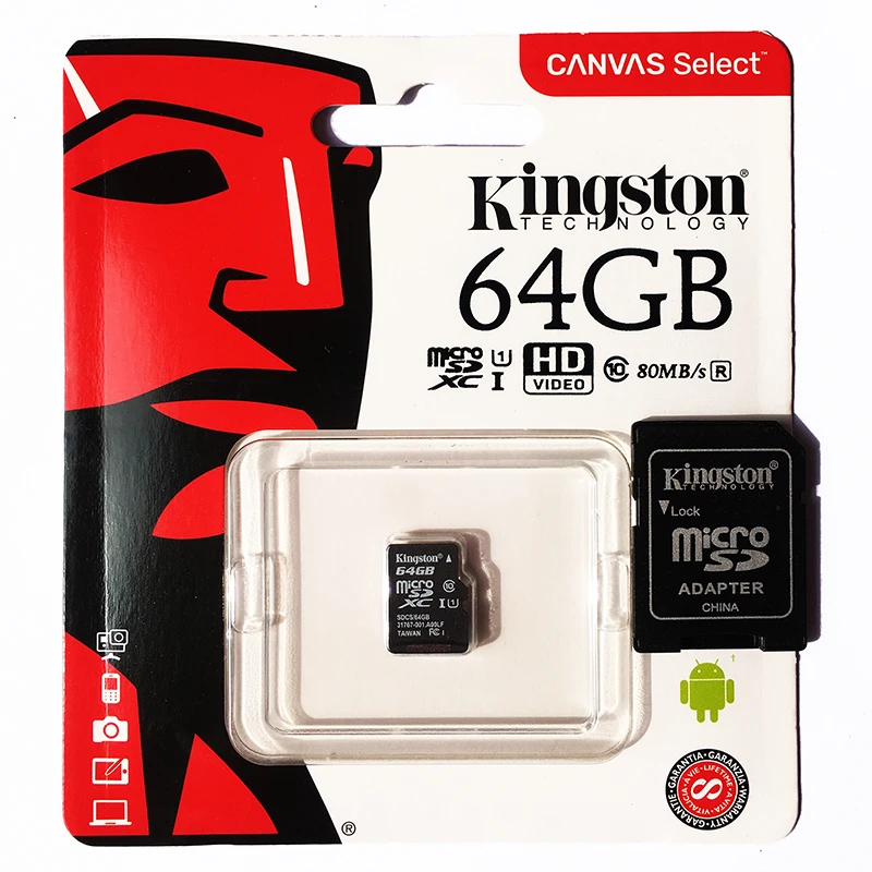 Карта microSD kingston класса 10 UHS-I, скорость 16 ГБ 32 ГБ 64 ГБ 128 ГБ 256 ГБ, карта памяти для сотового телефона, бесплатный адаптер, tf-карта