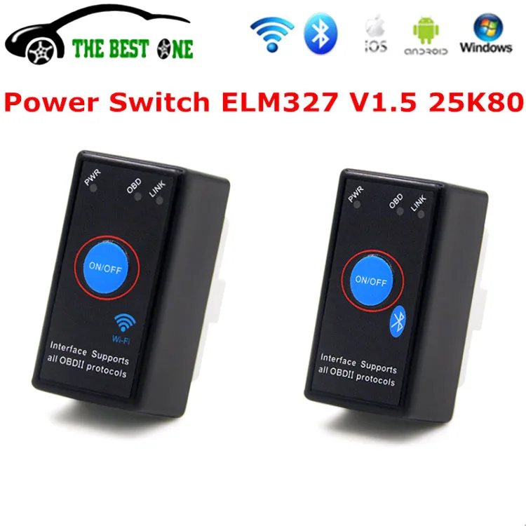 Переключатель питания ELM327 WiFi Bluetooth V1.5 PIC18F25K80 чип OBD II диагностический инструмент