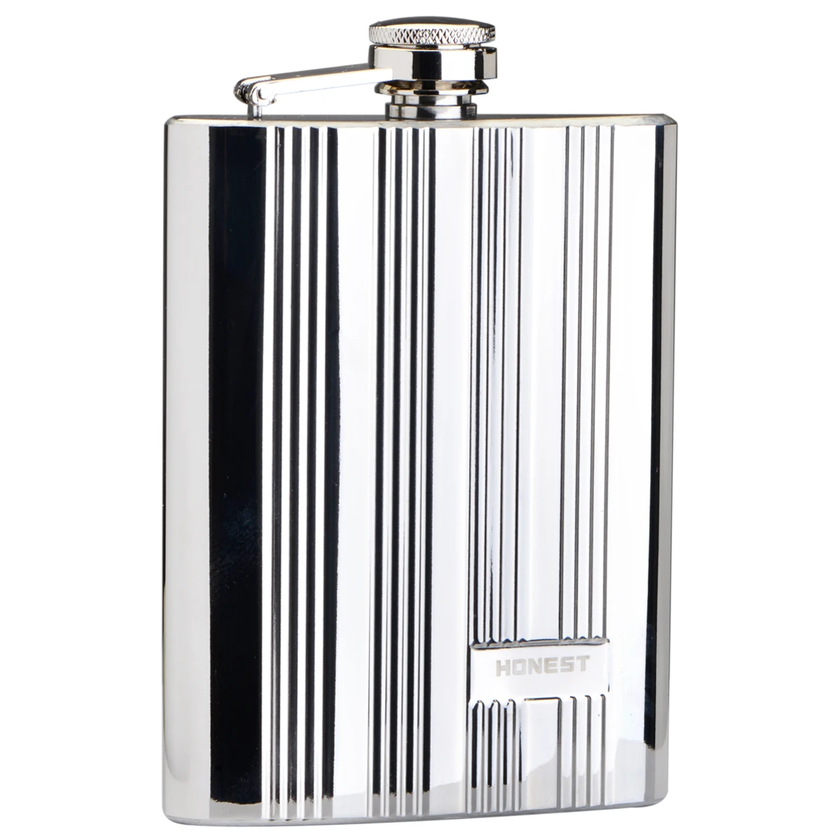 

Good quality 304 stainless steel portable hip flask,8 oz Straight stripe design mini pocket bottle