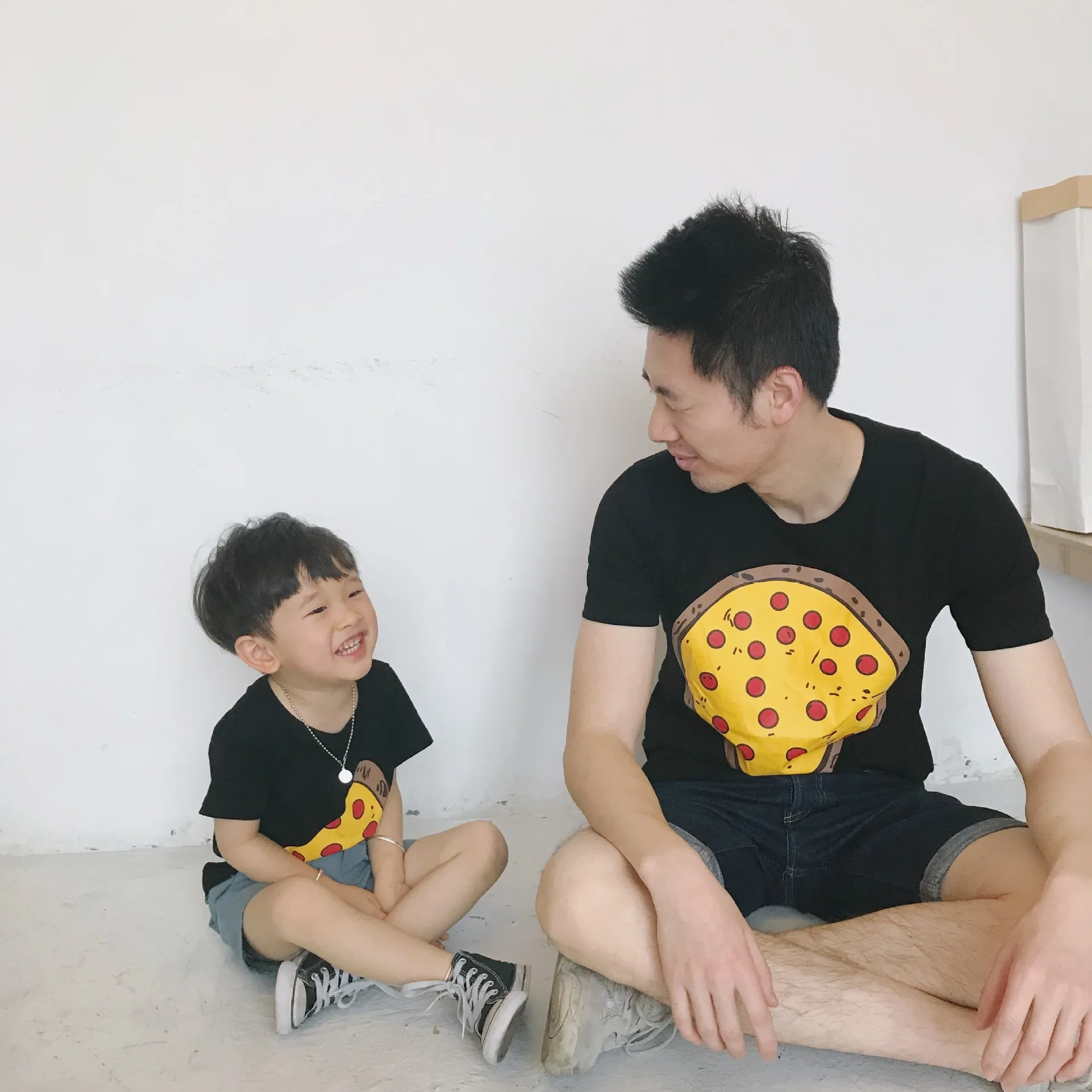 2019 новые летние хлопковые одинаковые комплекты для семьи с милой пиццей футболка