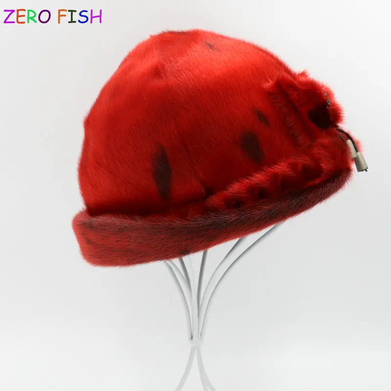 Шапки из цельного меха норки ZERO * FISH 100% настоящие милые шапки для женщин зимние