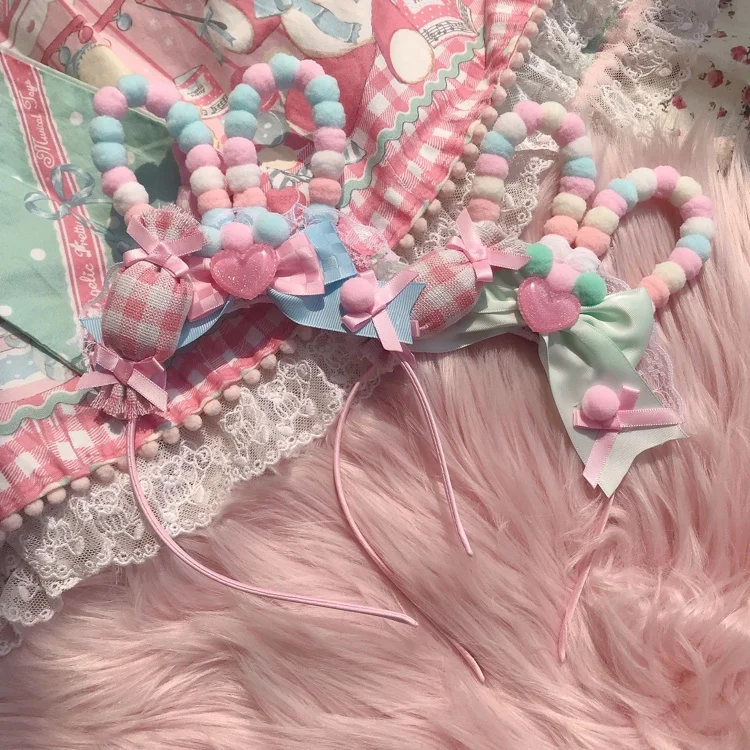 

Обруч для волос AP MT kc с милыми кроличьими ушами, ручная работа, Сладкая Серия kc