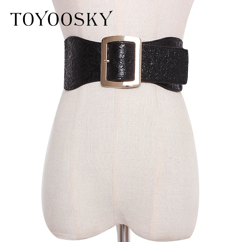 

TOYOOSKY Vintage Snake Velvet Pattern BlingBling Waist Belts Women Lady Waistband Caestus Ladies PU Leather Corsets Dress Belts