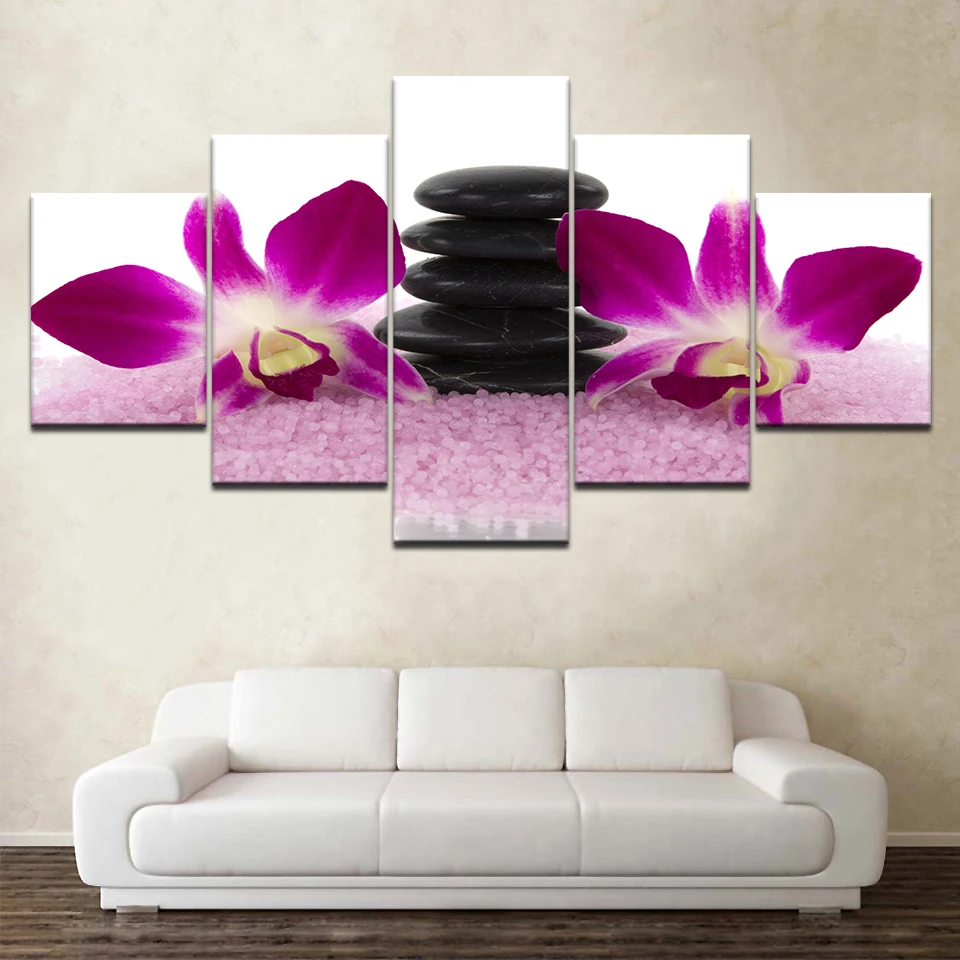 Настенная картина из бамбука с изображением орхидеи и дзен