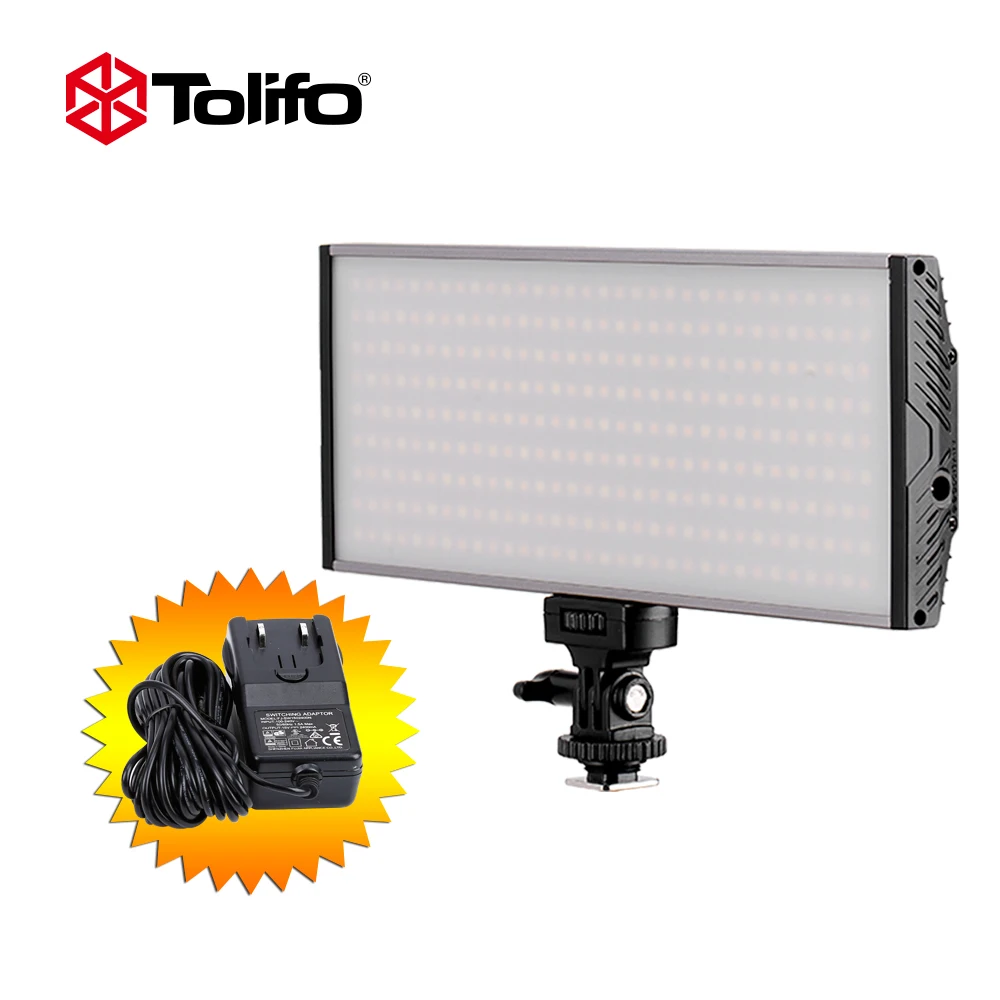 Tolifo Pt-30B 30 Ws Bicolor LED Video Light Panel with Power Adapter and Handle Mounted for Camera and DSLR or Camcorder