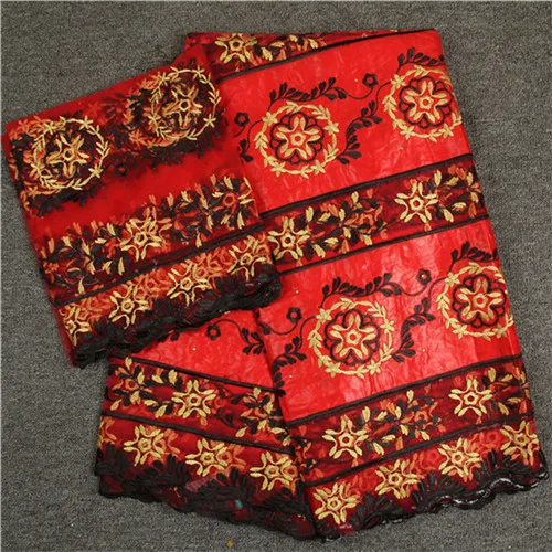 Latest apparel cloth African cotton embroidery bazin riche lace fabric with net for party dress set NBN58 (5+2y) | Дом и сад