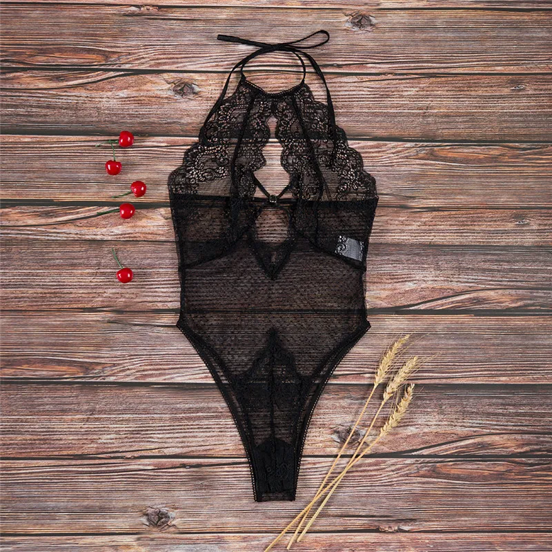 Женский кружевной комбинезон TryMeOn Облегающий с глубоким v-образным вырезом и