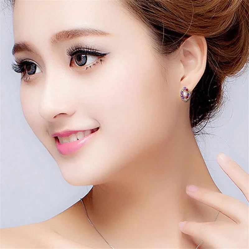 Новый стиль золото красочный кристалл ААА Циркон Серьги-гвоздики универсальные