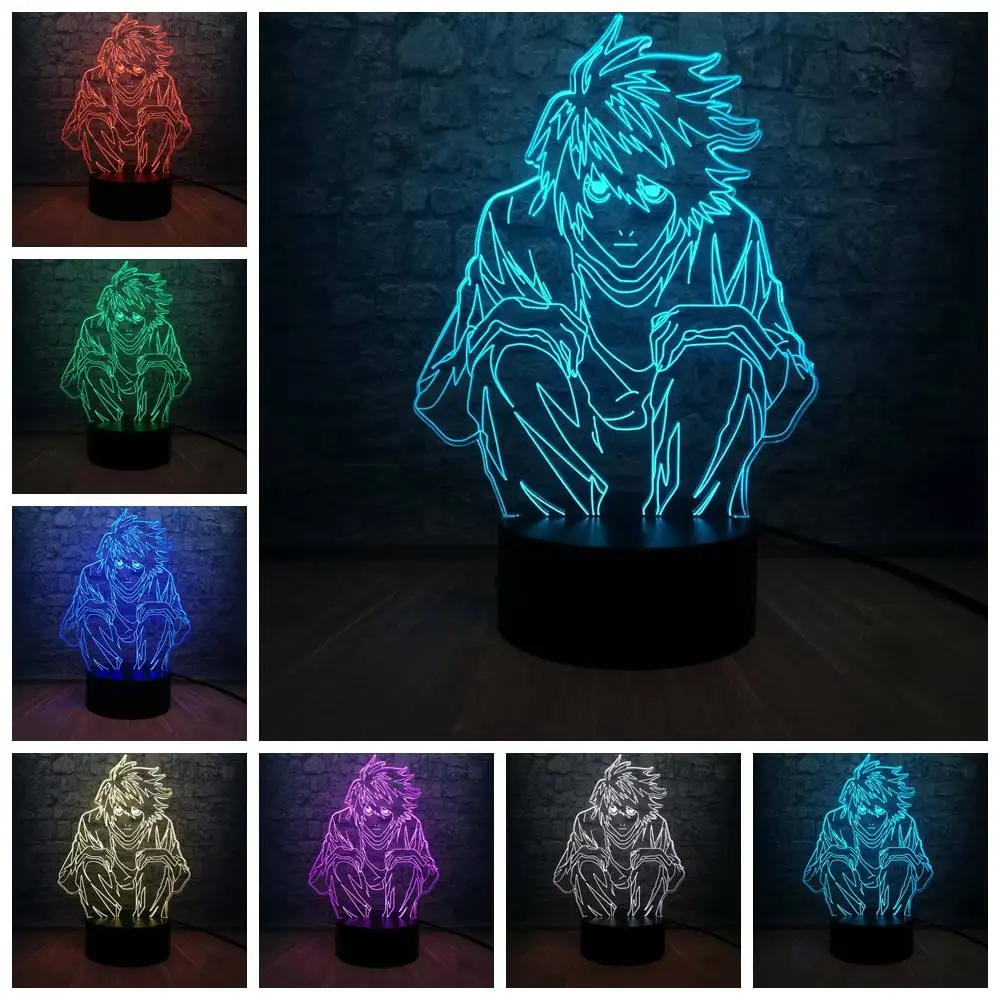 Новинка 2019 3D лампа Death Note L Lawliet светодиодный светильник настольный ночник