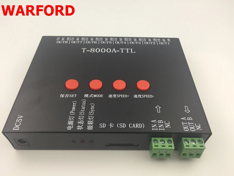 1 шт. T8000A rgb светодиодный контроллер для ws2812b/WS2811/WS2813/LPD6803/DMX512 полосы программа +