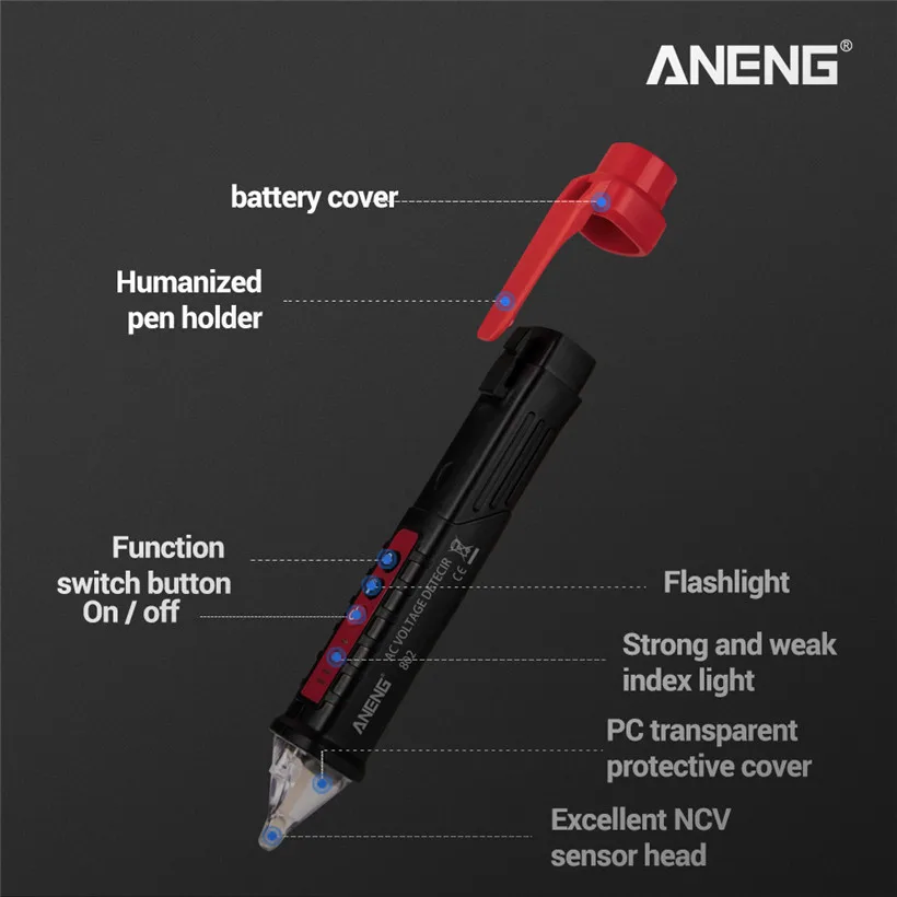 Non Contact voltage tester Pen AC Voltage Detector Pen High Low Sensitivity Voltage Tester With buzzer(Battery not included