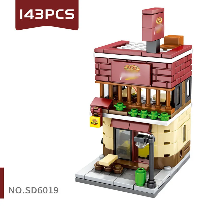 SD6017 143 PCS Строительный блок DIY мини-уличный вид сборка город мини-уличный магазин игрушек розничный магазин KFCE McDonald для детей обучающая игрушка - Цвет: SD6017 143 PCS
