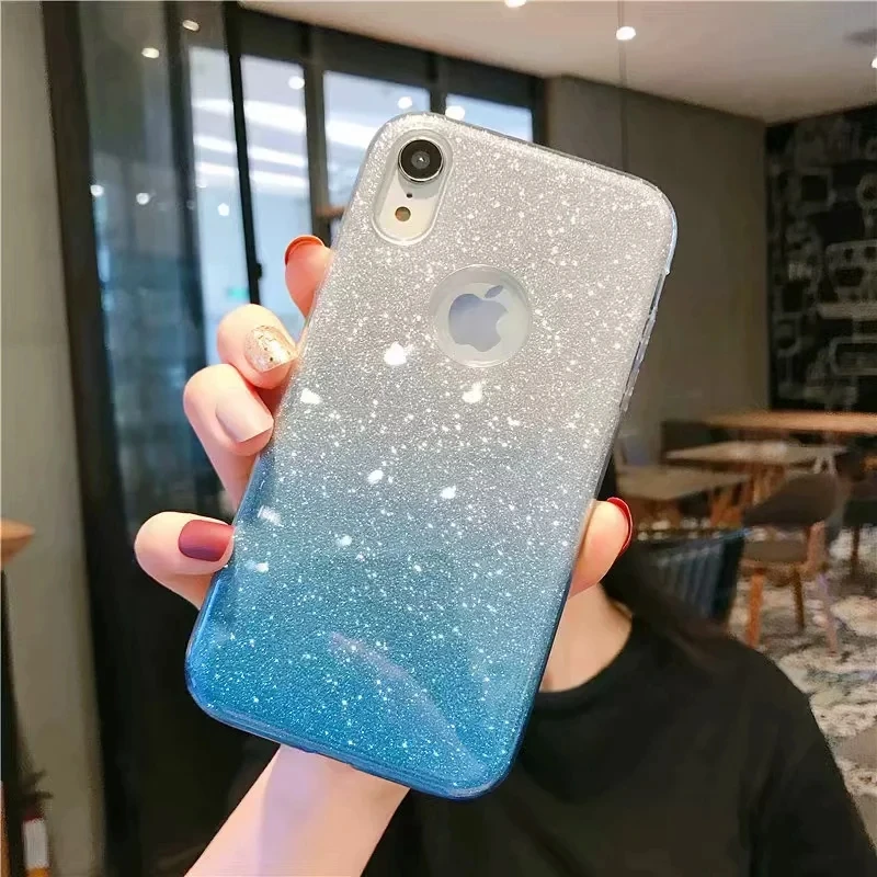 Роскошный Жесткий ПК + Мягкий ТПУ чехол для Iphone 11 XR XS MAX X 8 7 6 S10 Note 10 Pro 9 S8 Bling 3 в 1