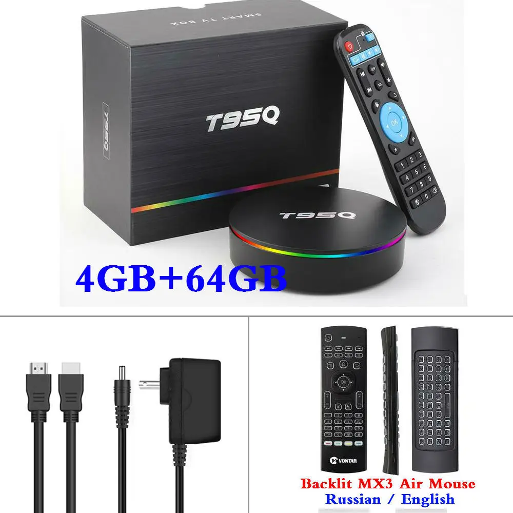 4G64G MX3 Amlogic S905X2 Android 9,0 ТВ-приставка T95Q 4K смарт-медиаплеер 4 Гб ОЗУ 64 Гб ПЗУ 32 Гб четырехъядерный 2,4 ГБ и 5 ГГц Wifi PK X96MAX телеприставка - Цвет: 4G64G MX3