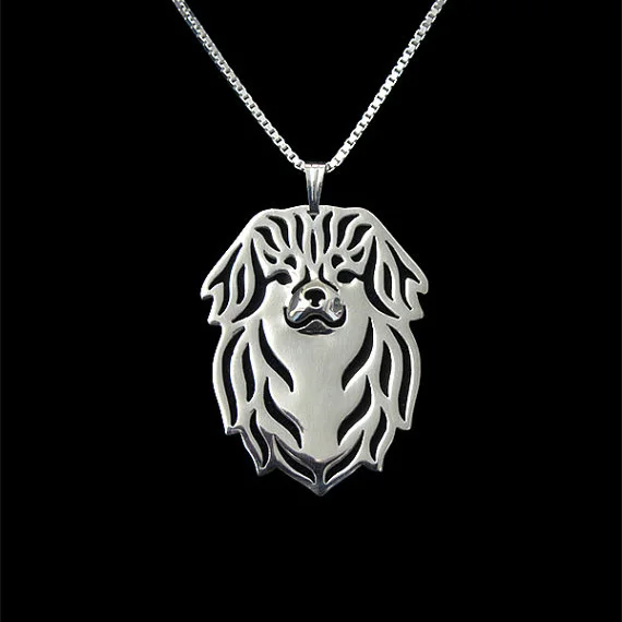 Trendy cute Tibetan Spaniel dog pendant necklace women gold silver plated statement | Pendants