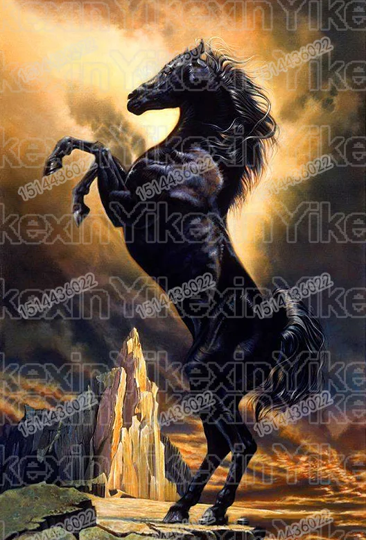 Алмазная 5D Вышивка Темная лошадь полное покрытие вышивка крестиком домашний