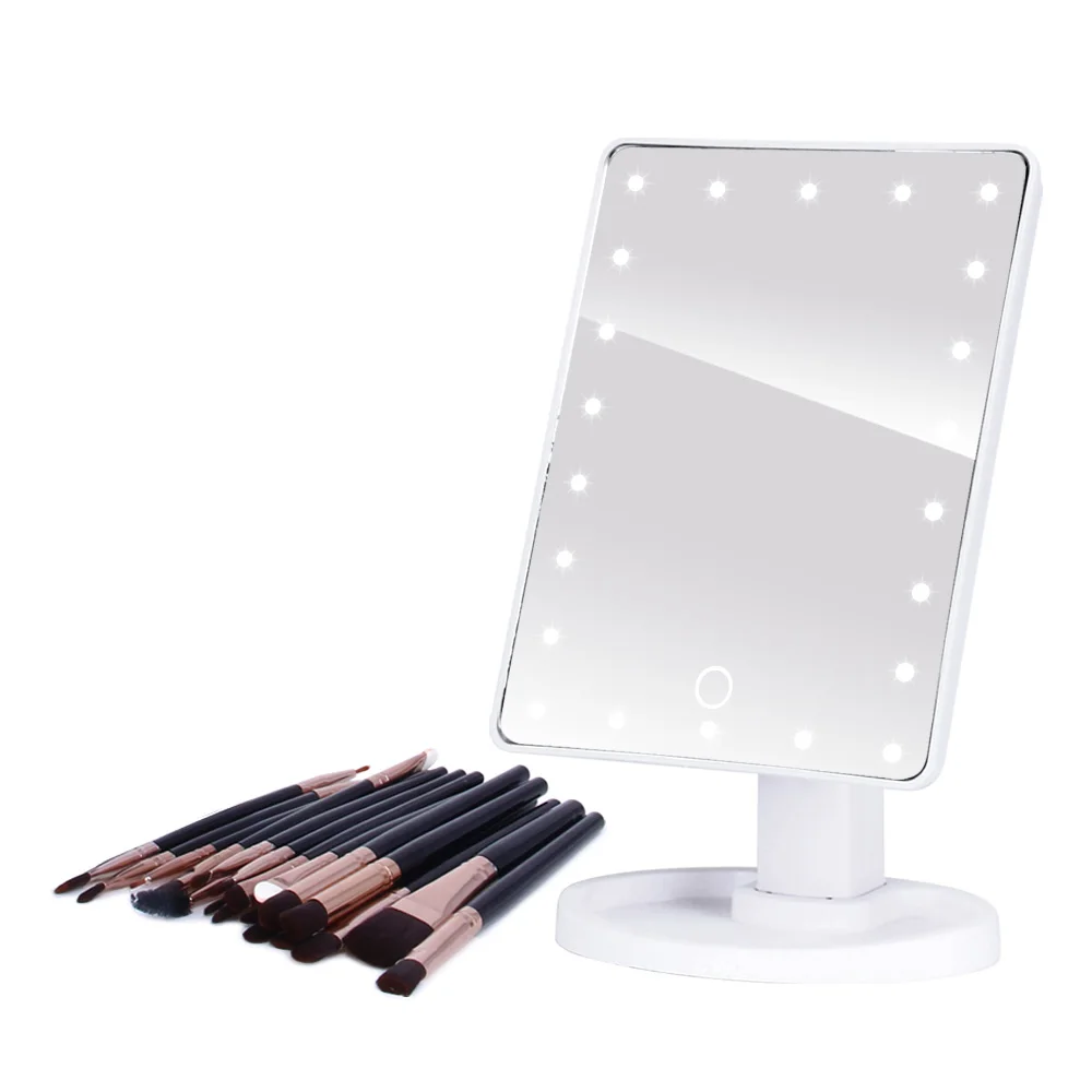 22LED white brush Светодиодный Профессиональный светильник ed зеркала для макияжа с регулируемым светодиодный светильник 16/22 зеркала для сенсорного экрана для косметического макияжа Кисти для ресниц - Цвет: 22LED white brush