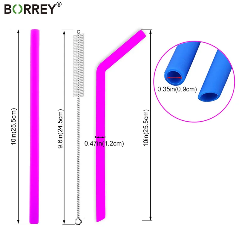 BORREY 12 шт сверхдлинной соломинки многократного использования для питья