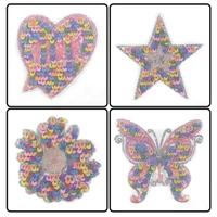 star love heart butterfly patch applique sew on colorful sequined patch embroidery patches for kids clothes stripe
