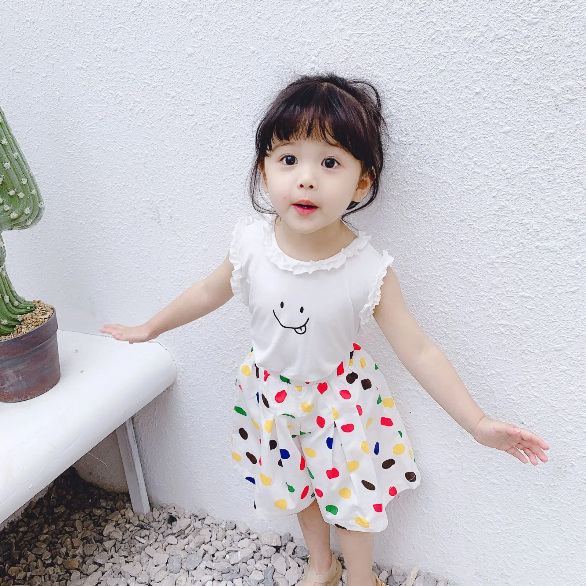 Летние свободные хлопковые штаны с принтом в горошек для девочек От 1 до 6 лет