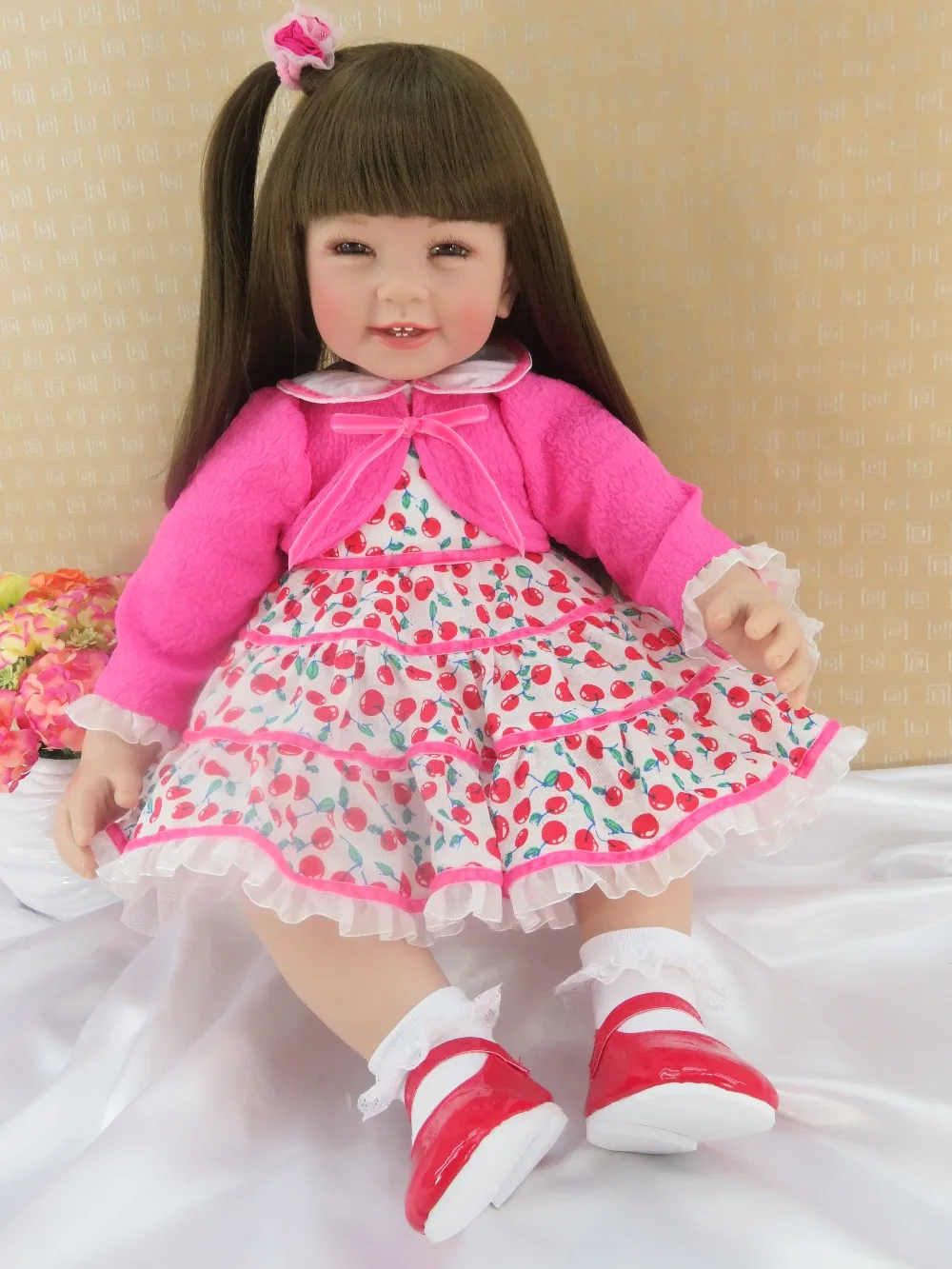 

soft Silicone Bebes Doll Reborn 60CM real cute Collectible Doll beautiful Baby Princess rapunzel Simulator Dolls For Girls Toys