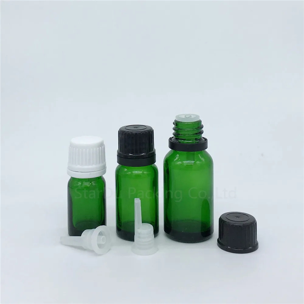 500PCS 5ml 10ml 15ml 20ml 30ML 50ml 100ml Green Glass Bottle Vials Essential Oil With Tamper Evident Cap Perfume Bottles | Красота и