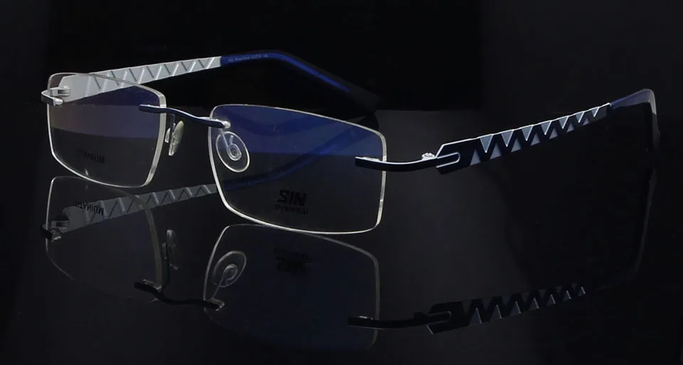 titanium glass blue Очки без оправы, оправа для мужчин, титановые очки для женщин, ультралегкие гибкие титановые квадратные очки без оправы, женские очки Oculos De Grau - Цвет оправы: titanium glass blue