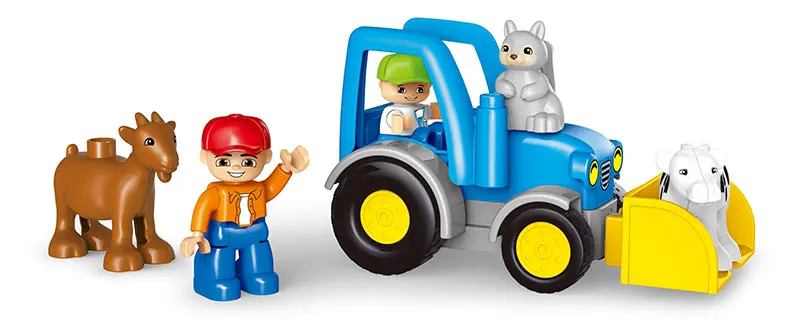 GOROCK Большой размер DIY Happy Farm Happy Zoo с животными набор Duplo блоки кирпичи развивающие детские игрушки для детей подарки на день рождения