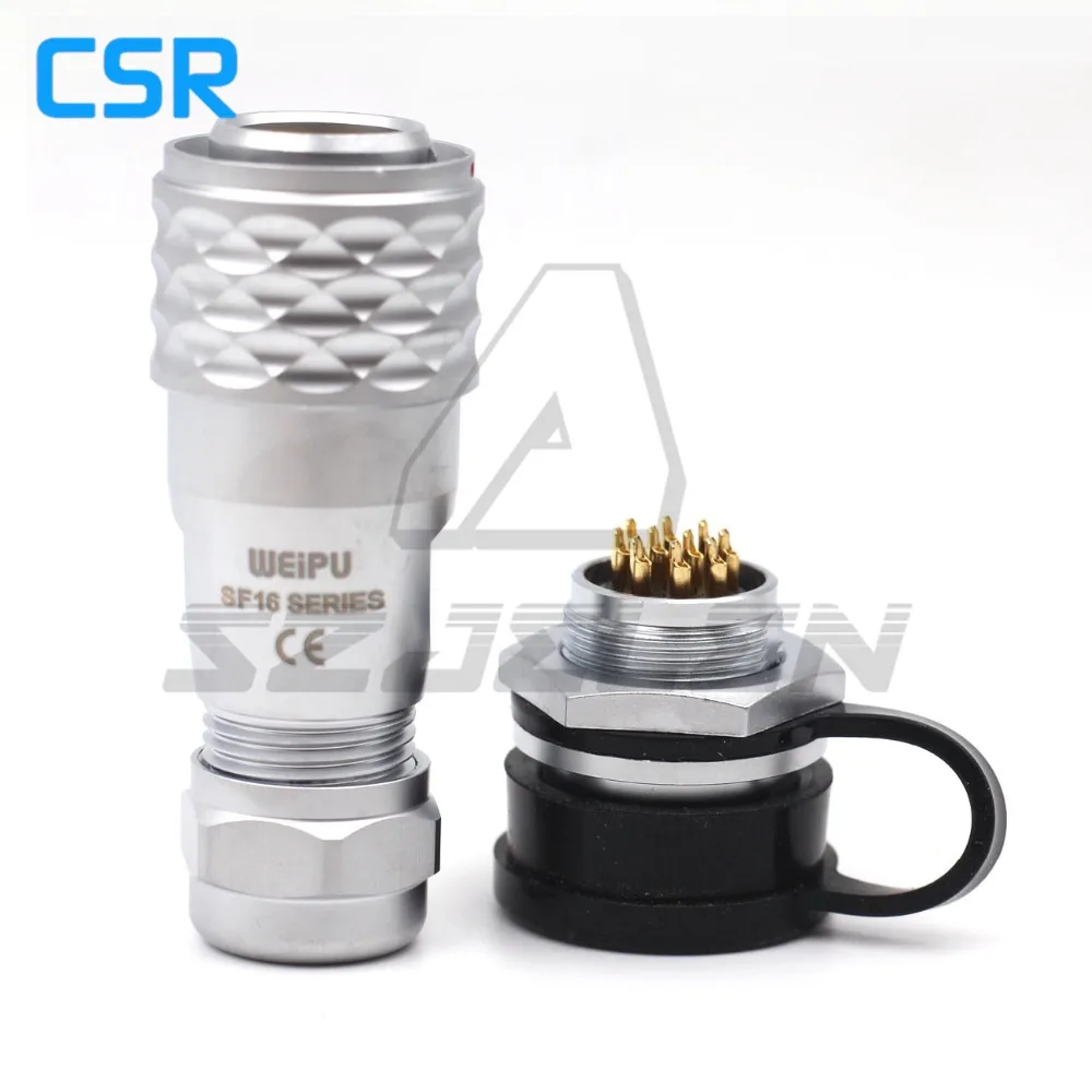 WEIPU серия SF16, 10-контактный водонепроницаемый разъем 9-контактный штекер и гнездо, водонепроницаемый IP68 10-контактный механический кабель питания