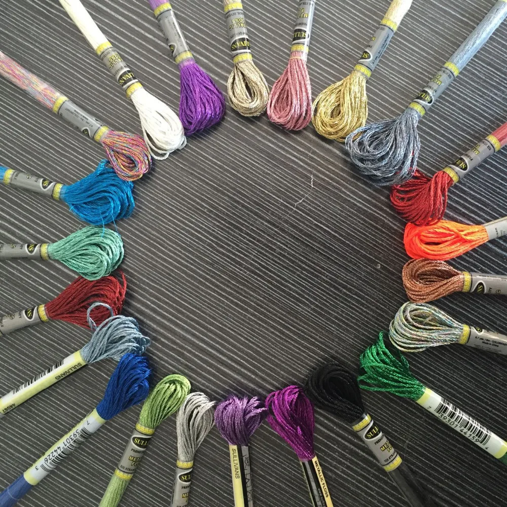 Металлическая нить для вышивки крестиком светящаяся 6 нитей 20 разных цветов | Дом