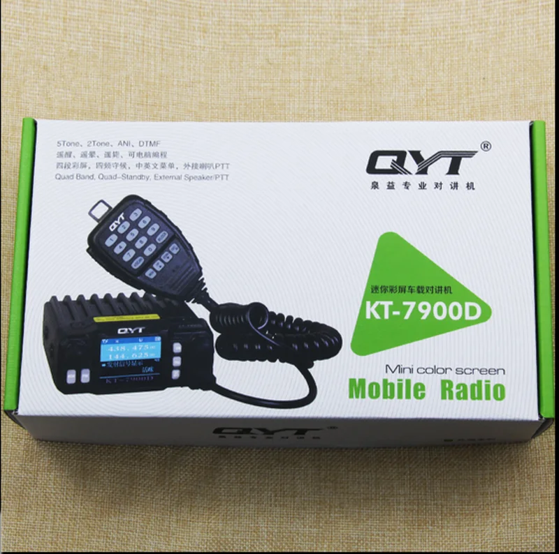 DHL Бесплатная доставка + QYT KT 7900D Mini Мобильный радиоприемник четырехдиапазонный Vhf