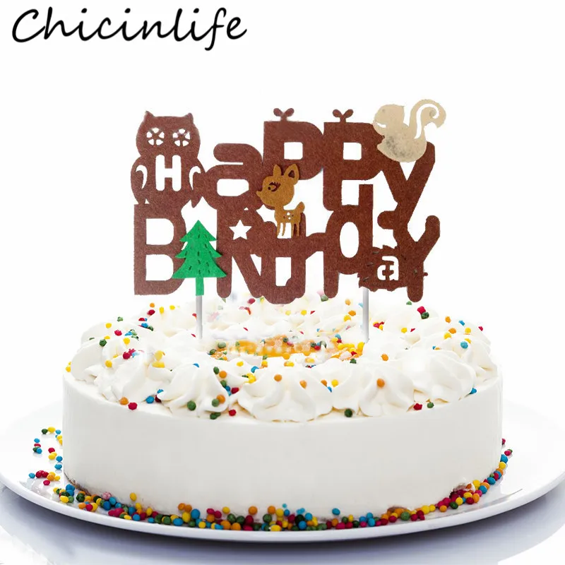 Chicinlife 1 шт. Лесной лес животный Топпер для торта С Днем Рождения детский душ дня