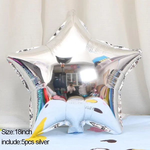 5pcs silver star MMQWEC воздушные шары с днем рождения черно-белые латексные шары звезда сердце фольгированные шары для свадьбы День рождения украшения принадлежности - Цвет: 5pcs silver star