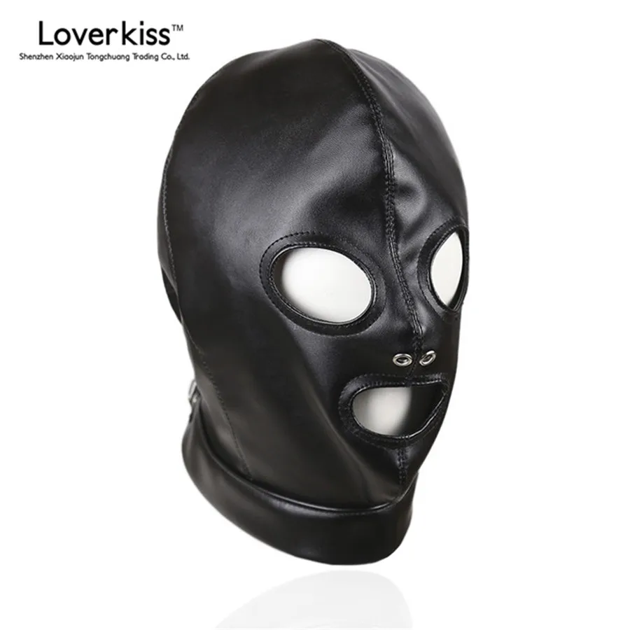 Фетиш маска для взрослых Loverkiss с 3 отверстиями секс ограничитель бондаж игрушки