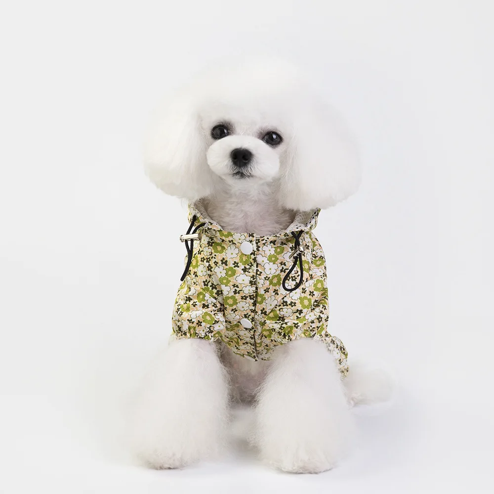 

Print Floral Four Legs Pet Dog Raincoat Outdoor Walking Small/Medium Dog Jumpsuits Clothes Waterproof Hoodies Raincoats