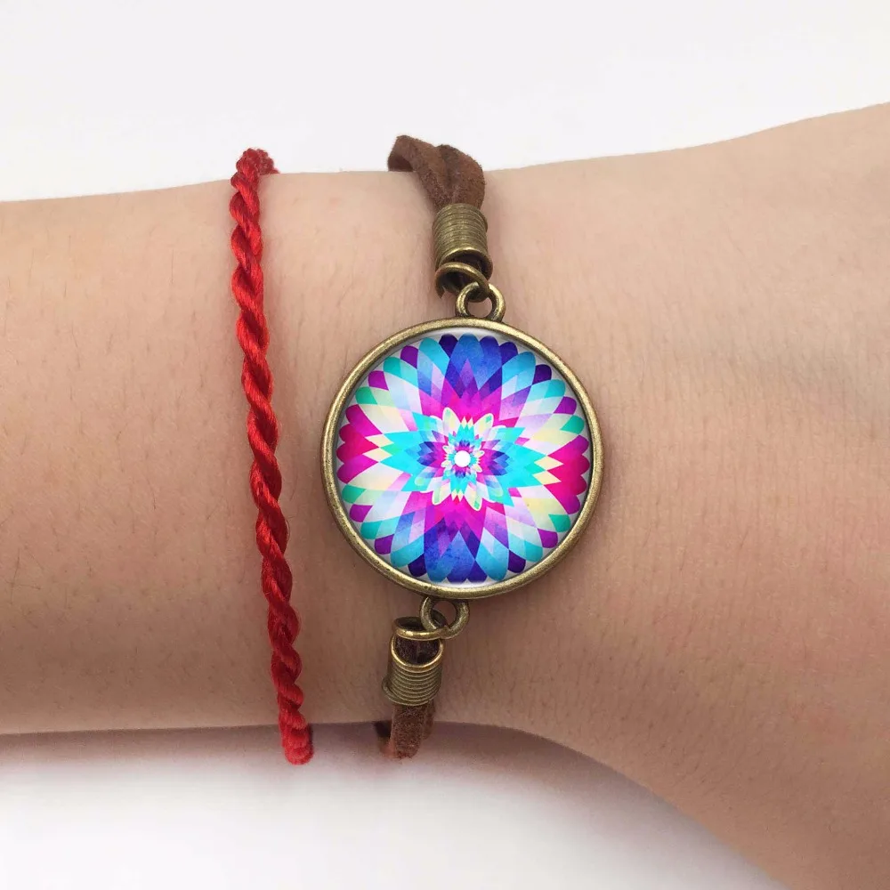 Чеширский браслет с цветочным логотипом мандалы для женщин и мужчин