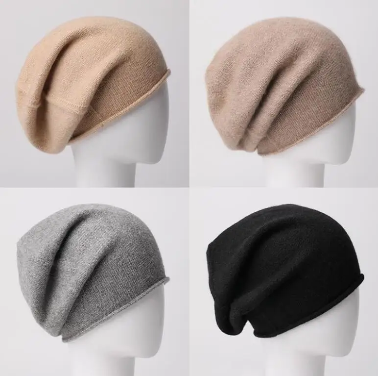 Кашемировая женская серая шапка Skullies Beanies, шапка унисекс из натуральной ткани, модные мягкие теплые шапки для мужчин
