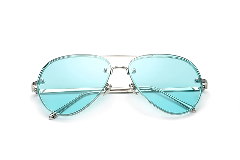 C05 Silver Green Новые модные брендовые дизайнерские Винтажные Солнцезащитные очки без оправы для женщин и мужчин, ретро очки с прозрачными линзами, зеркальные солнцезащитные очки для женщин - Цвет линз: C05 Silver Green