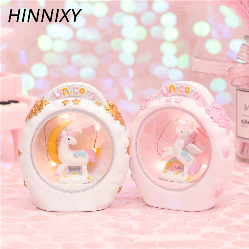 Hinnixy Смола животное ночник светло розовый синий единорог Медведь обезьяна олень