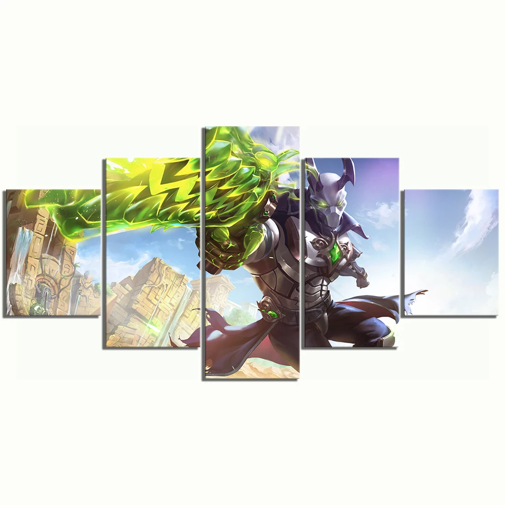 Printed Wall Art Poster Modular Canvas Pictures 5 Pieces Heads Will Roll Paladins Cartoon Game Paintings Frame Decor Living Room | Дом и сад