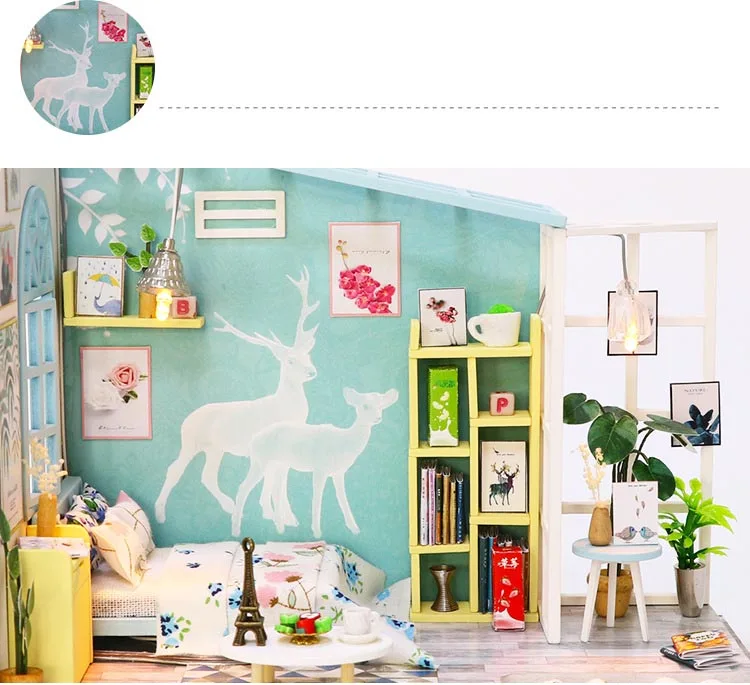 Рождество Дети Diy Кукольный дом собирать деревянные Miniaturas кукольный дом мебель миниатюрный кукольный домик головоломка обучающая игрушка