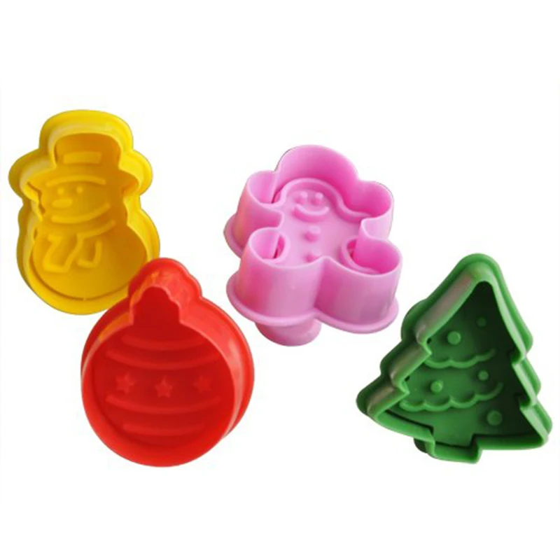 4 шт./компл. пресс для печенья поршень формочки Рождество Снеговик сосна 3D