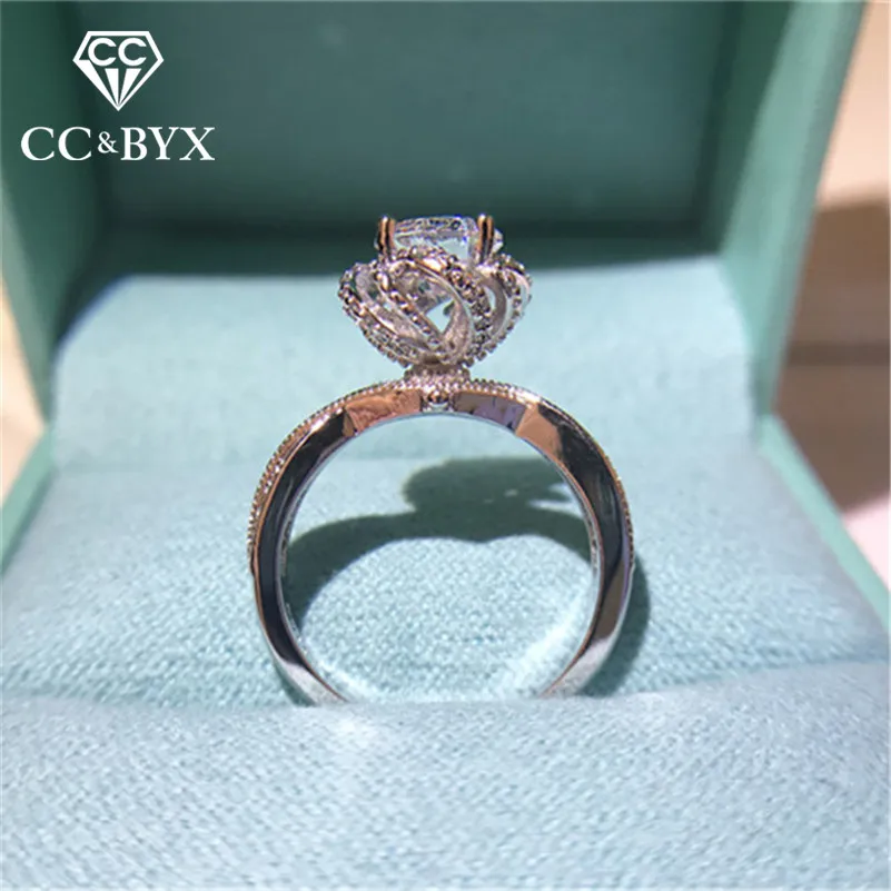 Женское винтажное серебряное кольцо CC в форме бутона фонтана роскошное