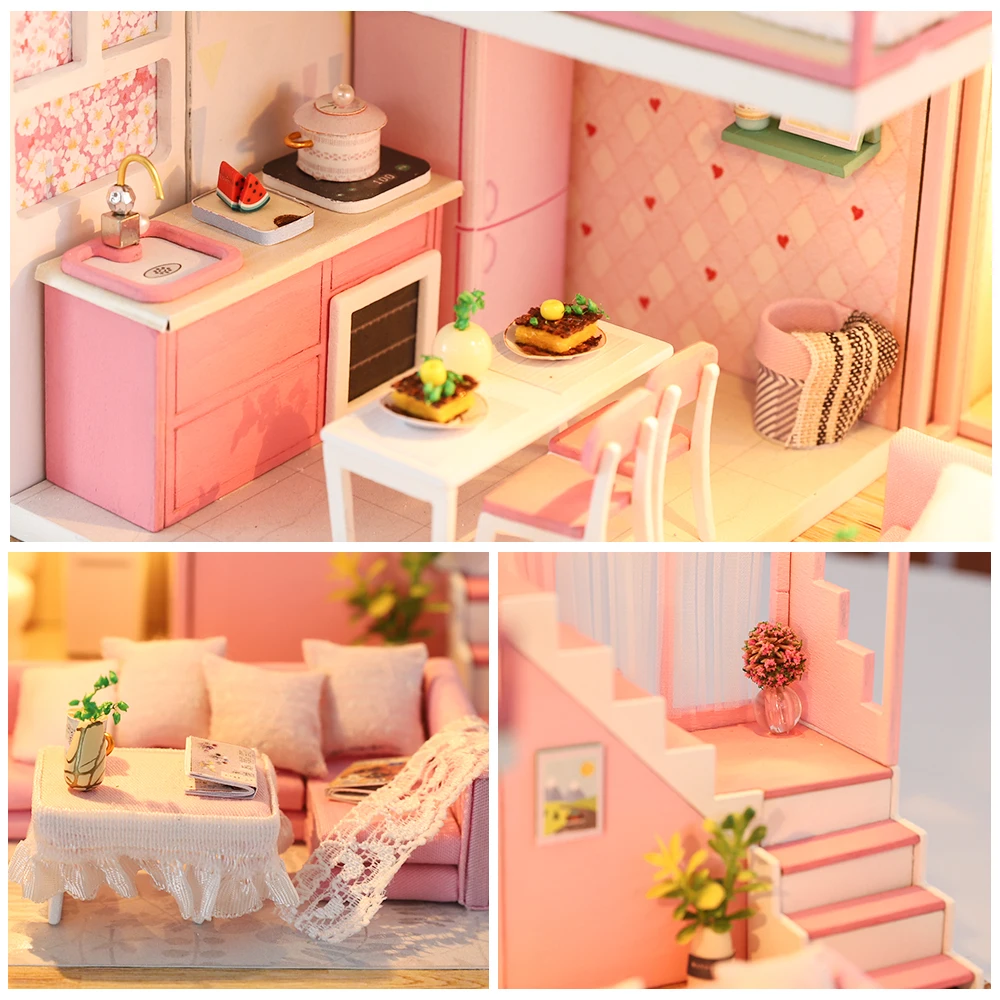 CUTEBEE DIY деревянный кукольный дом кукольные домики миниатюрная кукольная мебель набор игрушек для детей Рождественский подарок M22