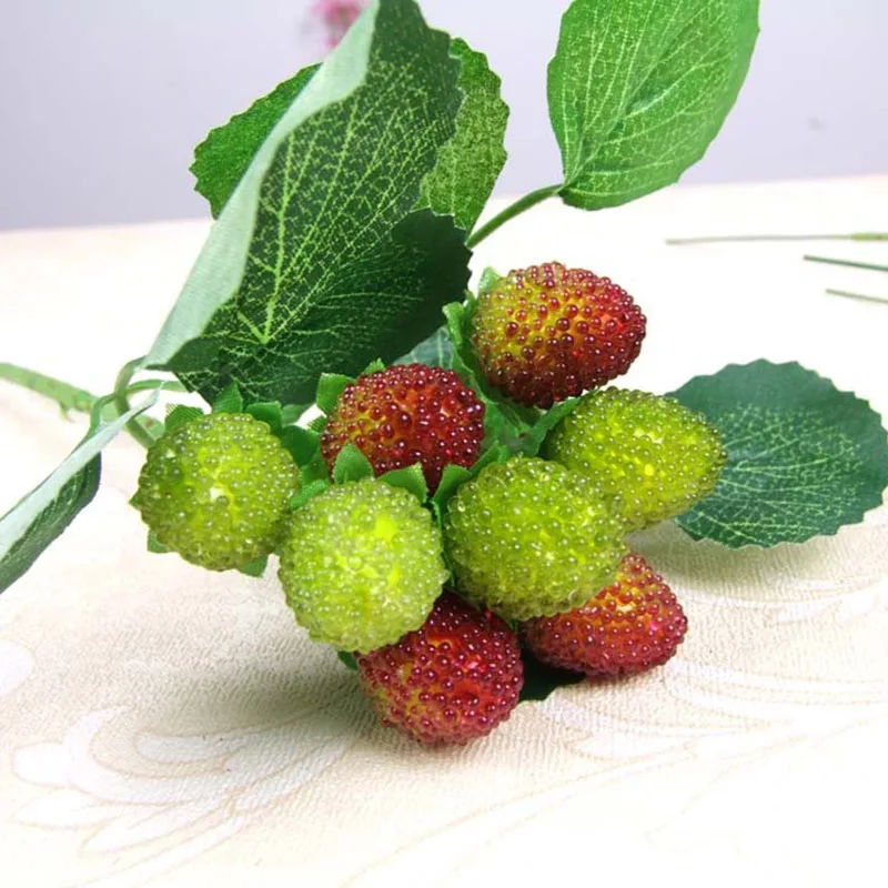 light green 1 букет/9 головок Искусственные фрукты, пена, ягоды, клубника, имитация стекла, фрукты, красная вишня, для украшения дома, свадьбы, вечеринки - Цвет: light green