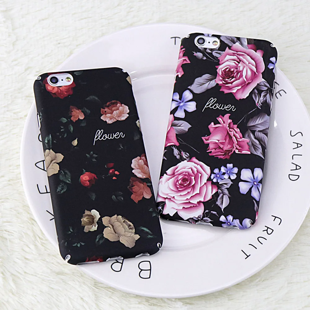 Retro Rosas Flower Floral Phone Cases For iphone 7 8 6 6S Plus Plants Leaf Hard Protect Back Cover Coque Fundas |