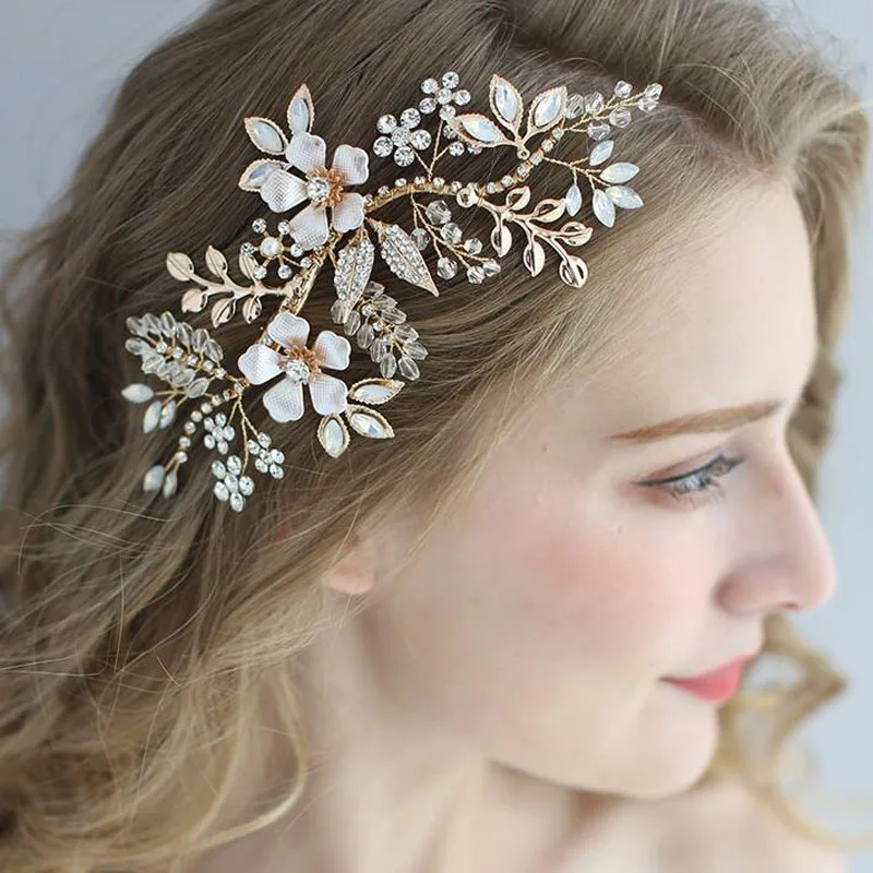 

Floralbride Handmade Alloy Crystal Rhinestone Pearls Wedding Hair Clip Barrettes Bridal Headpiece Hair accessories Women Jewelry